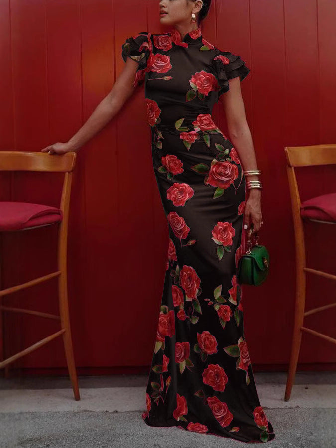 Europska i američka bezrukavna ležerna haljina s printom, nova kineska cheongsam haljina