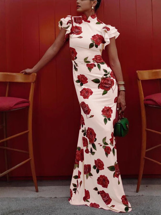 Europska i američka bezrukavna ležerna haljina s printom, nova kineska cheongsam haljina