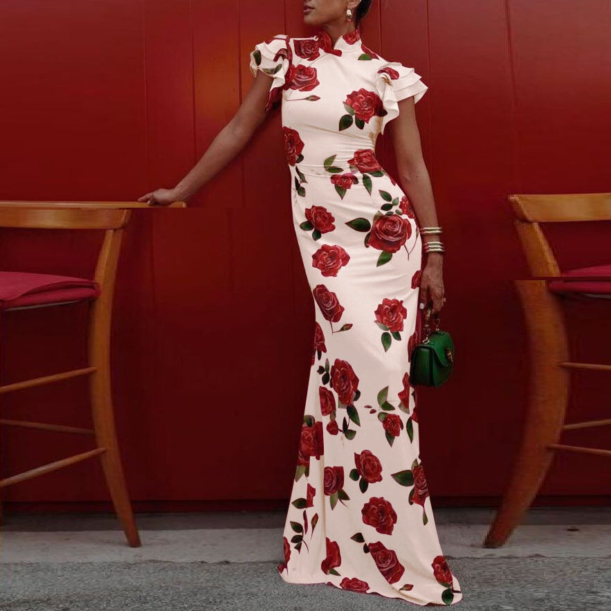 Europska i američka bezrukavna ležerna haljina s printom, nova kineska cheongsam haljina